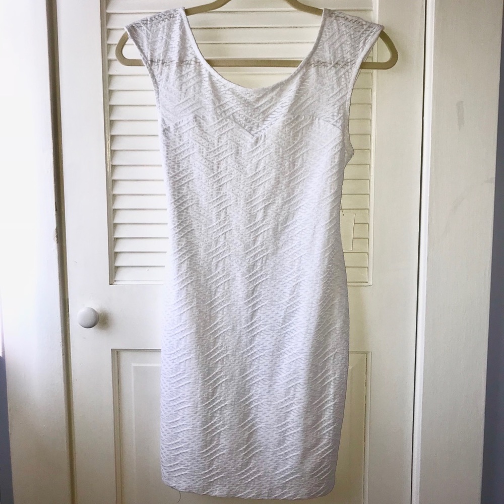 White Dress with Mesh Neckline